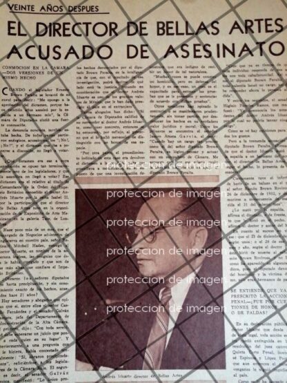 AFICHE ANTIGUO ANDRES IDUARTE FOUCHER ACUSADO DE ASESINATO 1953