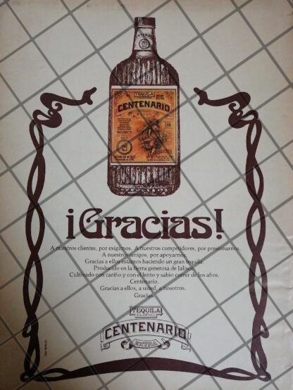 CARTEL PUBLICITARIO RETRO. TEQUILA CUERVO CENTENARIO 1977 /634