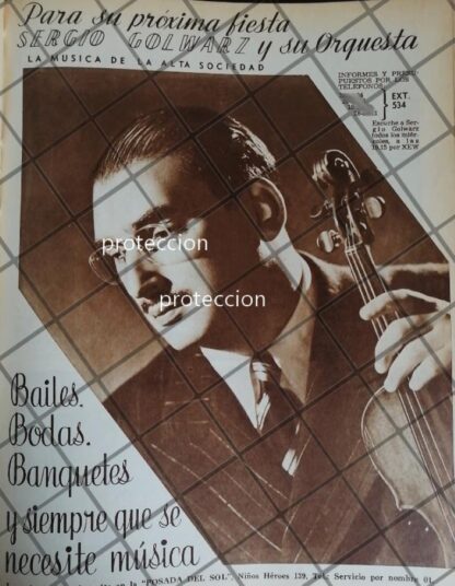 CARTEL ANTIGUO. SERGIO GOLWARZ Y SU ORQUESTA 1948