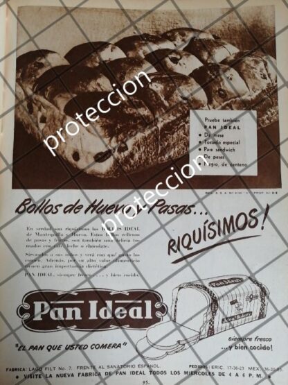 CARTEL ANTIGUO. BOLLOS DE PAN IDEAL S.A 1948