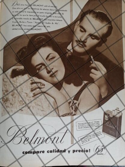 CARTEL PUBLICITARIO RETRO XEW Y CIGARROS BELMONT 1948 -301