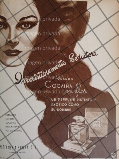 CARTEL PUBLICITARIO ANTIGUO PERFUME COCAINA EN FLOR 1948-3