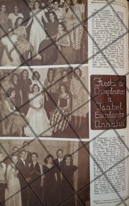 AFICHE ANTIGUO FIESTA A ISABEL ESCALANTE Y ARRETIA 1948