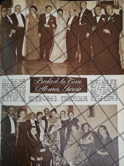 AFICHE ANTIGUO BODA. GABRIELA DE LA TORRE Y RABASA 1948