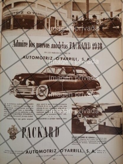 CARTEL ANTIGUO AGENCIA DE AUTOS O`FARRILL 1948