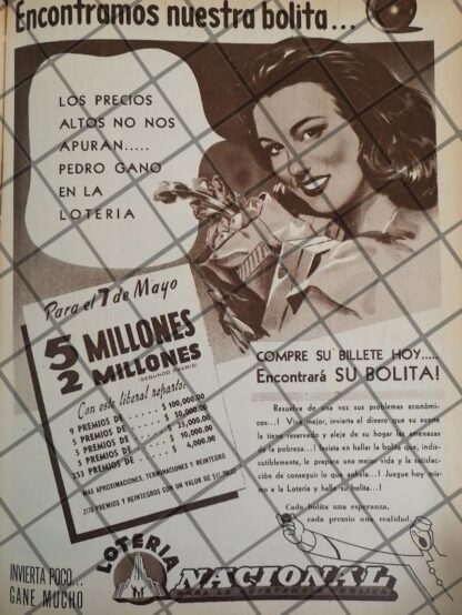 AFICHES ANTIGUO LOTERIA NACIONAL 1948 /198