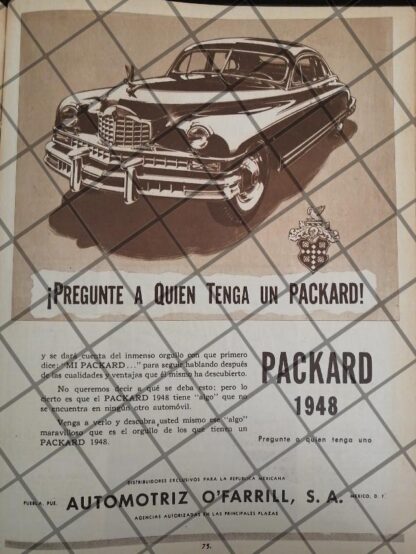 CARTEL ANTIGUO AUTOMOTRIZ O`FARRILL S.A. AUTOS PACKARD 1948 3