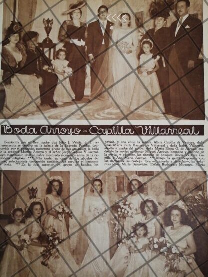 AFICHE ANTIGUO BODA. CAPILLA ARROYO 1948