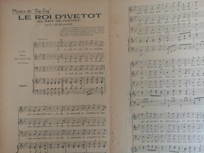 PARTITURA ANTIGUA EL REY DE IVEOT / P.J. DE BERANGER 1920