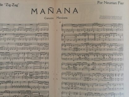 PARTITURA ANTIGUA INEDITA CON ERROR. MANYANA /NEUMAN FIER 1920 - Imagen 2