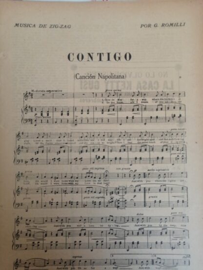 PARTITURA ANTIGUA. GIOVANNI ROMILLI. 1920 CONTIGO