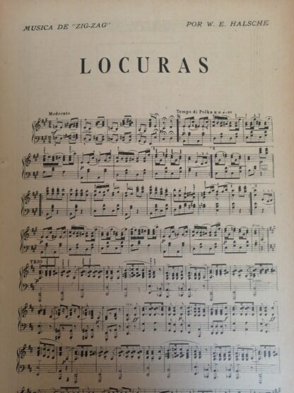 PARTITURA ANTIGUA. LOCURAS. W.E. WALSCHE 1920