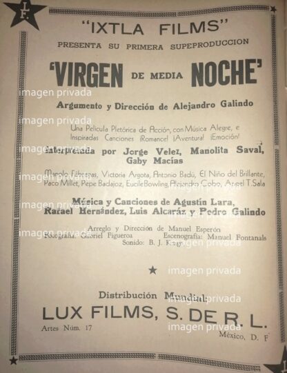 CARTEL RETRO TERMINAN PELICULA. VIRGEN DE MEDIA NOCHE 1941