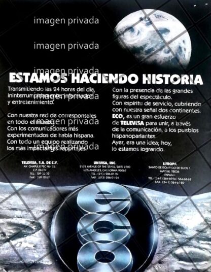 AFICHE ANTIGUO NOTICIERO ECO. TELEVISA 1991