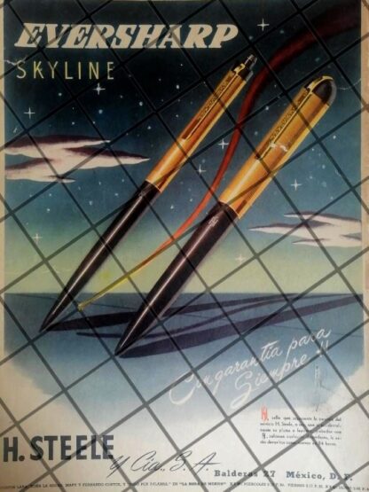 CARTEL PUBLICITARIO RETRO BOLIGRAFO EVERSHARP SKYLINE 1940