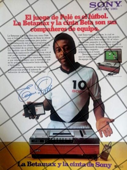 CARTEL RETRO FUTBOLISTA PELE Y SONY BETAMAX 1981