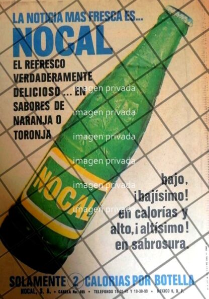 CARTEL PUBLICITARIO RETRO REFRESCOS NOCAL TORONJA 1968