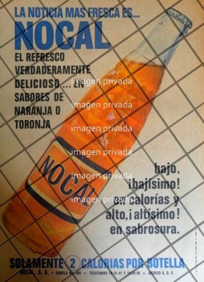 CARTEL PUBLICITARIO RETRO REFRESCOS NOCAL NARANJA 1968