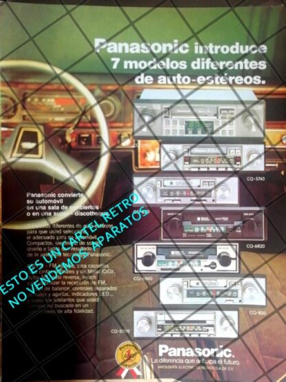 CARTEL PUBLICITARIO RETRO AUTO STEREOS PANASONIC 1980