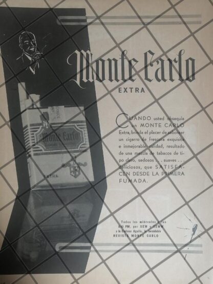 CARTEL PUBLICITARIO RETRO. CIGARROS MONTECARLO 1943 /292