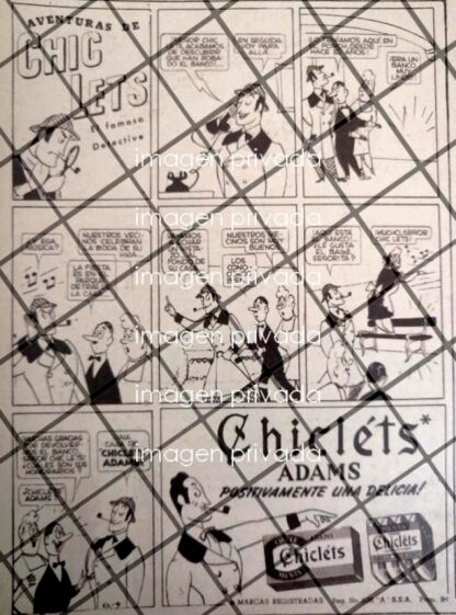 CARTEL PUBLICITARIO RETRO CHICLES CHICLETS ADAMS 1948