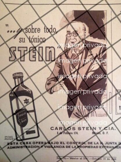 1 AFICHE PUBLICITARIO ANTIGUO. TONICO STEIN 1948 CARLOS STEIN