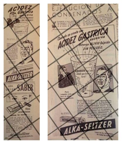 2 AFICHES PUBLICITARIOS ANTIGUOS. ALKASELTZER 1945