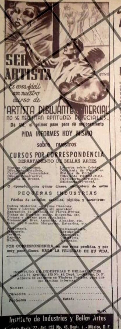 CARTEL RETRO INSTITUTO DE INDUSTRIAS Y BELLAS ARTES 1945 -E23