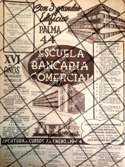 CARTEL RETRO ESCUELA BANCARIA Y COMERCIAL 1945 -E19