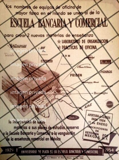 CARTEL RETRO ESCUELA BANCARIA Y COMERCIAL 1954 -E18