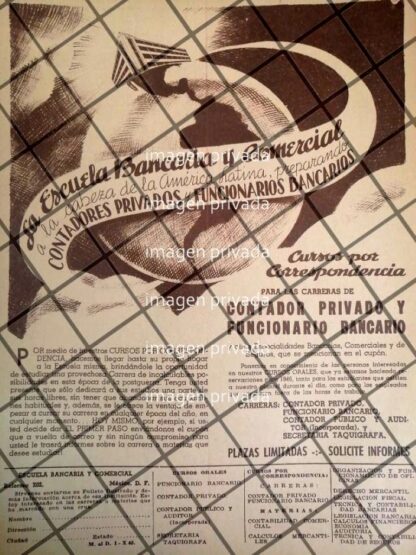 CARTEL RETRO ESCUELA BANCARIA Y COMERCIAL 1944 -E14