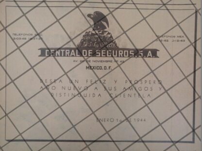 CARTEL RETRO CENTRAL DE SEGUROS S.A 1944 E6