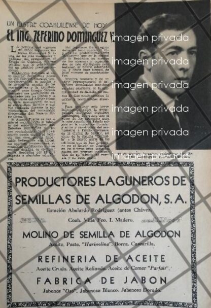 AFICHE ANTIGUO QRQ. ZEFERINO DOMINGUEZ VILLARREAL COAHUILA 1937