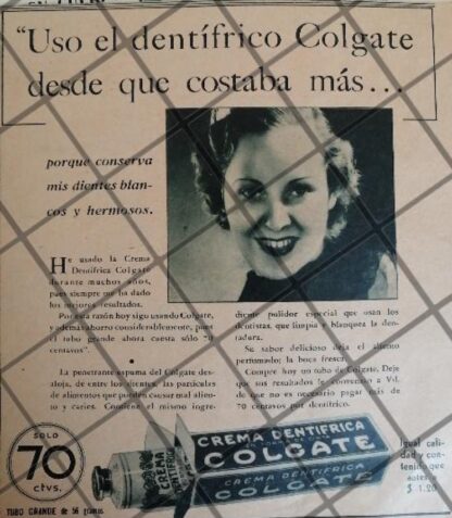 CARTEL PUBLICITARIO ANTIGUO DENTRIFICO COLGATE 1934 /108