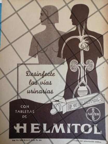 CARTEL ANTIGUO HELMITOL DE BAYER 1937 /106