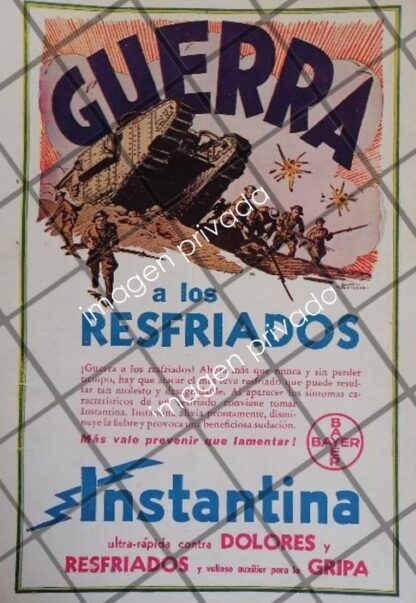 CARTEL RETRO BAYER Y GUERRA MUNDIAL 1939. DIBUJO DANTE QUINTERNO