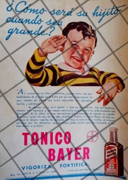 CARTEL PUBLICITARIO ANTIGUO. TONICO BAYER 1936 101