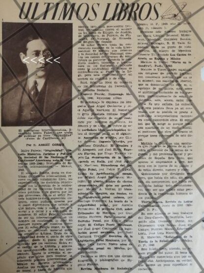 AFICHE ANTIGUO ISIDRO FABELA PRESENTA LIBRO "NEUTRALIDAD" 1939