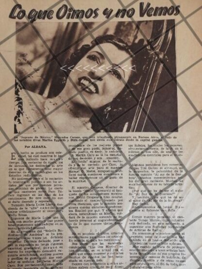 AFICHE ANTIGUO CANTANTE. MERCEDES CARAZA Y OTRAS NOTAS 1936