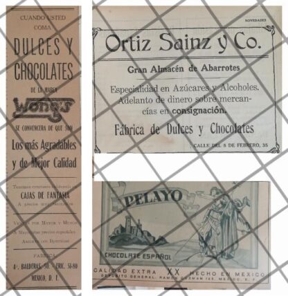 3 CARTELES PUBLICITARIOS ANTIGUOS CHOCOLATES 1912-1930