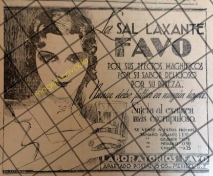 CARTELE PUBLICITARIO ANTIGUO SAL LAXANTE FAVO 1934 RARO