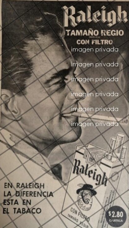 CARTEL PUBLICITARIO VINTAGE CIGARROS RALEIGH 1958