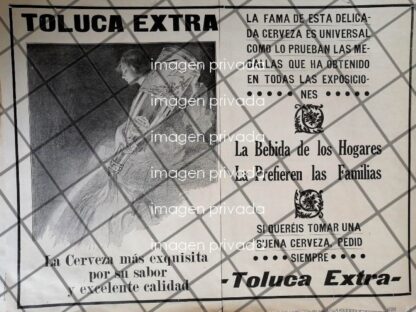 CARTEL ANTIGUO CERVEZA TOLUCA EXTRA 1910 /MUY RARO