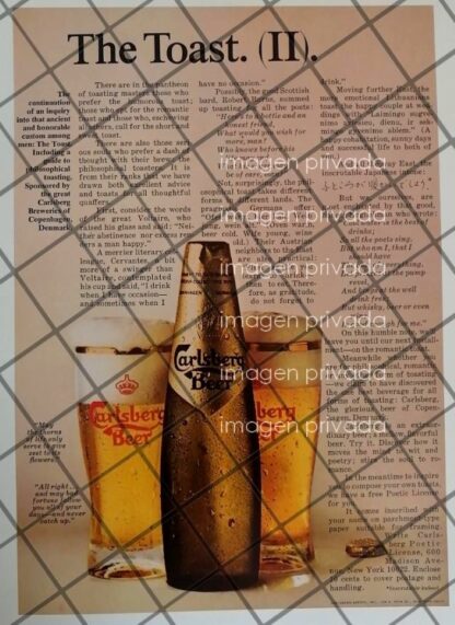 CARTEL PUBLICITARIO RETRO CERVEZA CARLSBERG 1968 /RARO