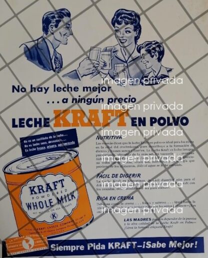 CARTEL PUBLICITARIO RETRO LECHE EN POLVO KRAFT 1945 /RARO