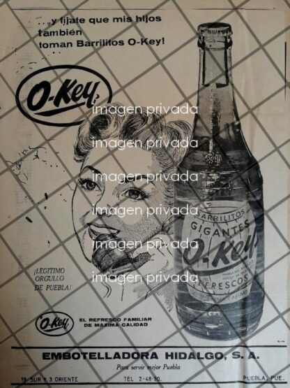 CARTEL PUBLICITARIO RETRO LANZAN EL FREFRESCOS BARRILITOS O-KEY 1958