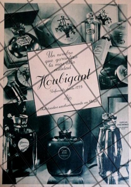 CARTEL PUBLICITARIO ANTIGUO PERFUME HOUBIGANT 1938