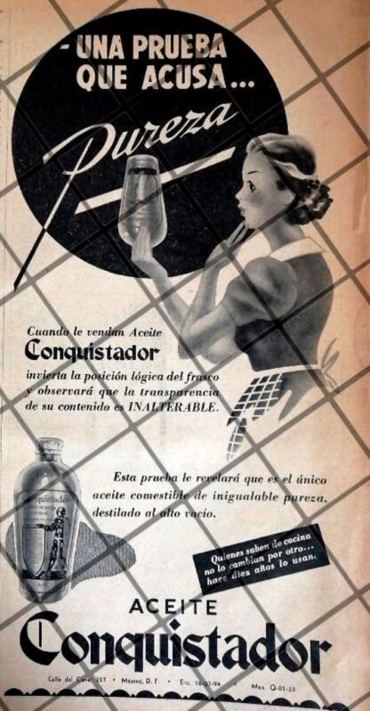 CARTEL PUBLICITARIO RETRO ACEITE CONQUISTADOR 1942 358