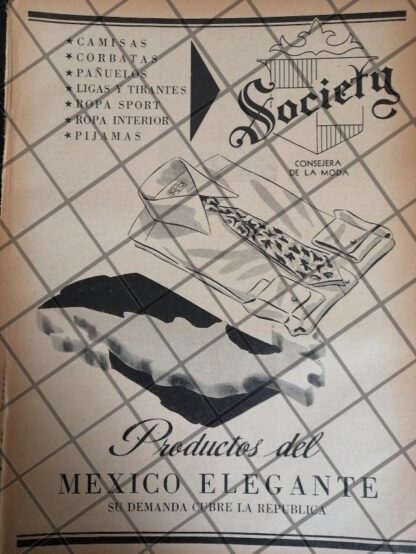 CARTEL PUBLICITARIO ANIGUO CAMISAS SOCIETY 1942