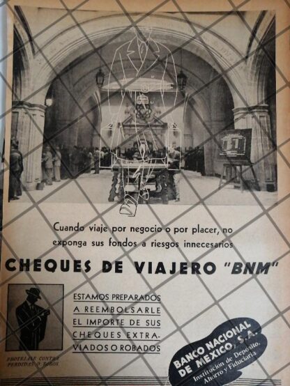 CARTEL PUBLICITARIO RETRO. NACEN LOS CHEQUES DE VIAJERO 1942